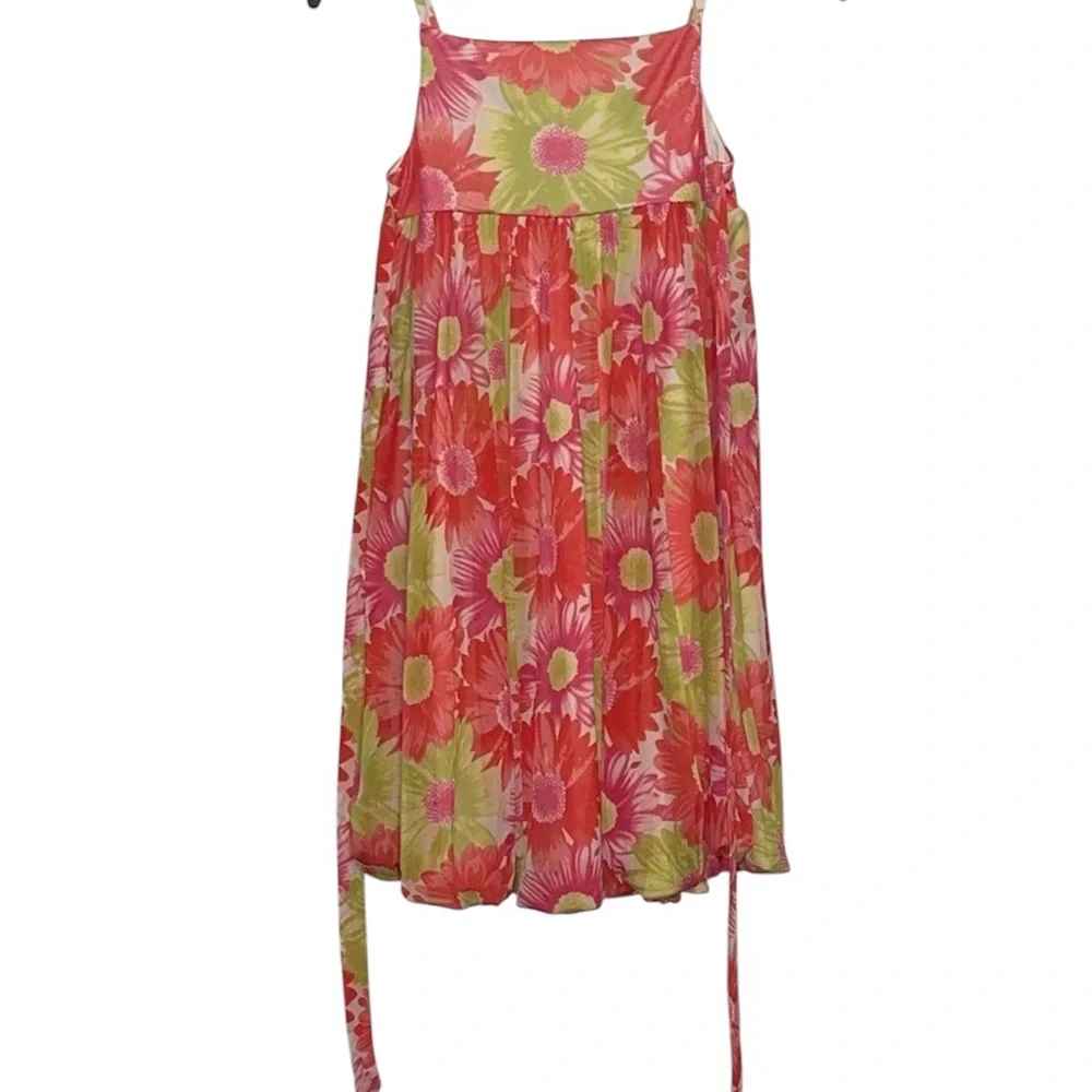 Bonnie Jean Pink and Green Floral Camisole Dress